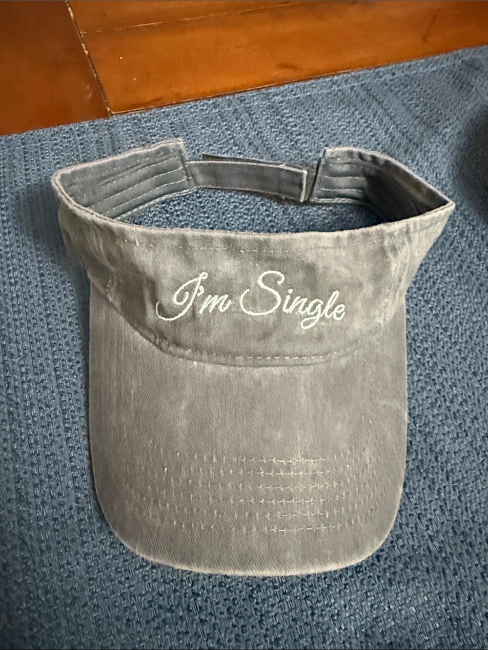 “I’m Single” Embroidered Visor - Washed Gray